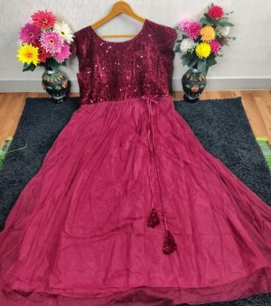 Beatiful full aster nett georgette maroon gown